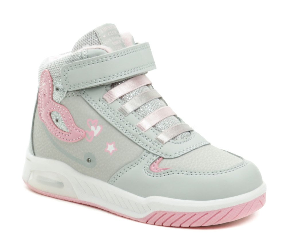 American Club ES162-24 šedo růžové dívčí zimní blikací boty EUR 26